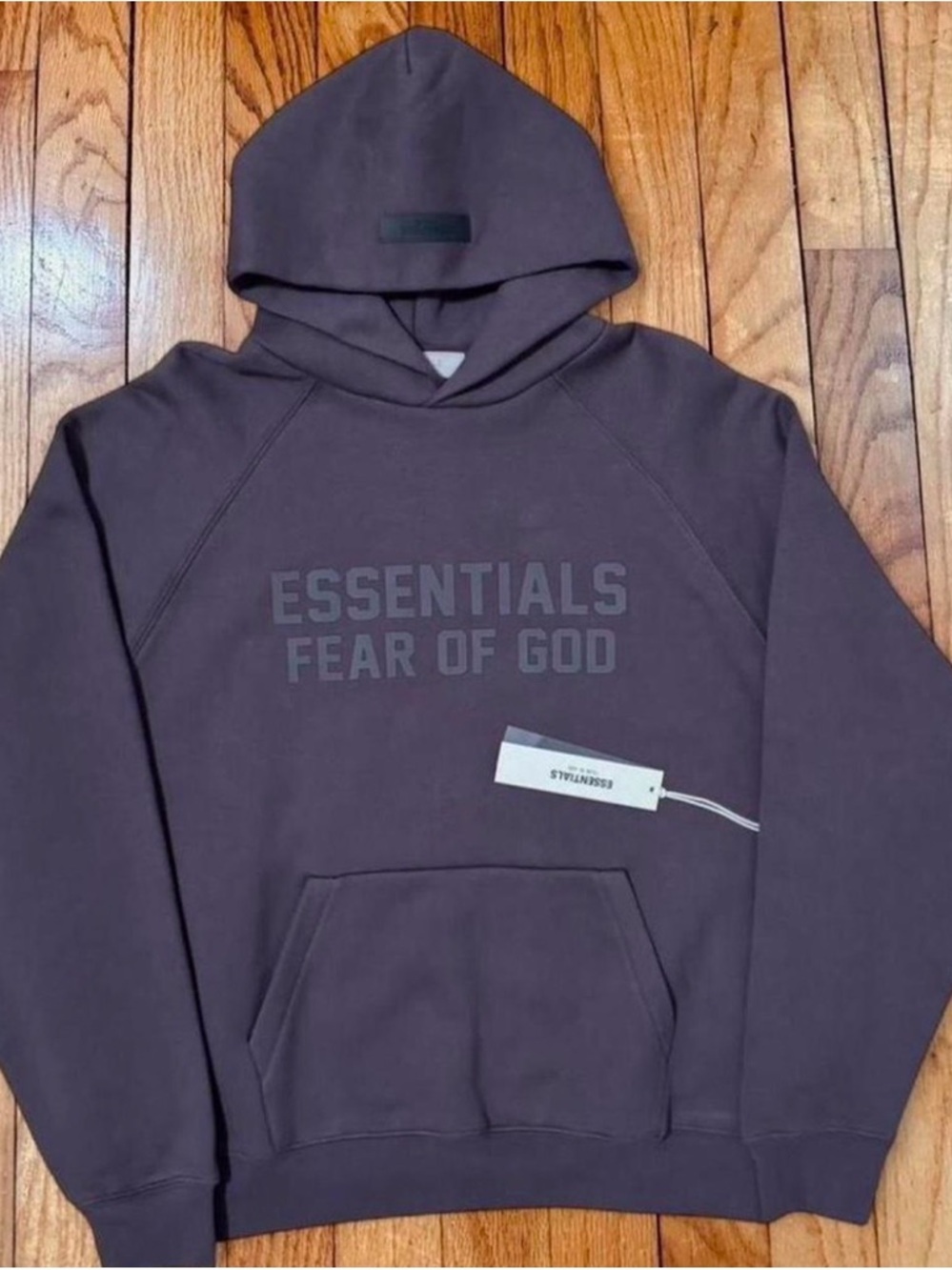 men’s Fear of God ESSENTIALS Hoodie in Deep Plum